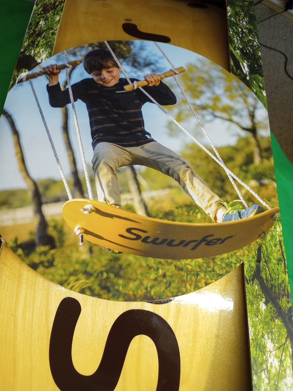 Surfer Yellow Wood Swing Seat - 'Swurfer'